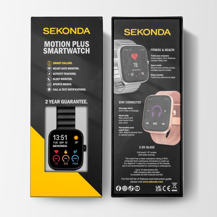 Смарт-годинник Sekonda Motion Plus 36 мм з рожевим силіконовим ремінцем та чорним сталевим корпусом, 30224