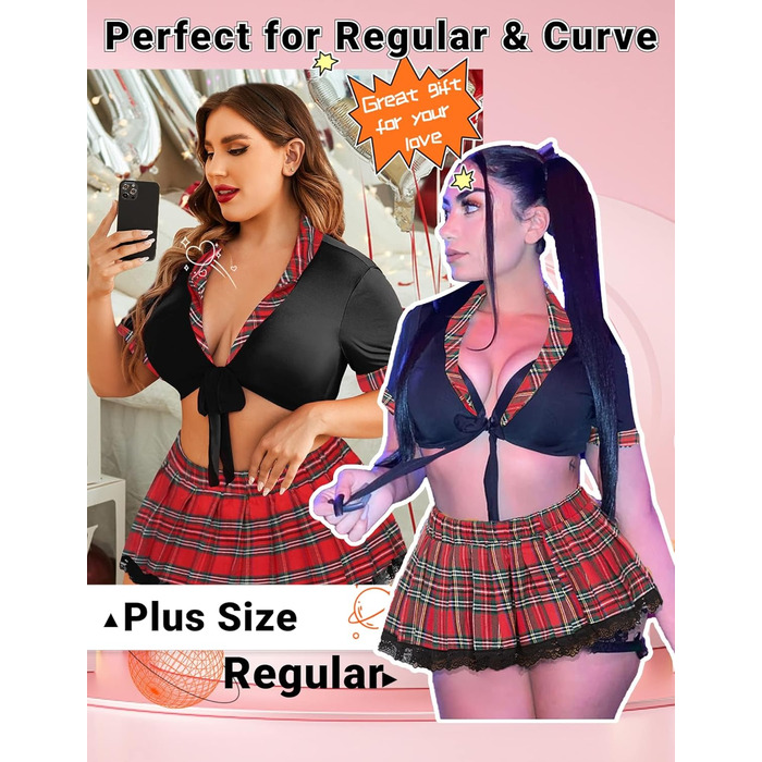 Костюм студентки Avidlove з міні-спідницею в клітинку для рольових ігор (чорний, M)