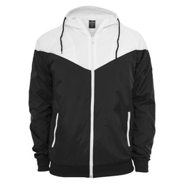 Чоловічий віндбрейкер Urban Classics Arrow Windrunner з капюшоном, демісезонна куртка з кольоровими блоками, чорно-біла, розмір M