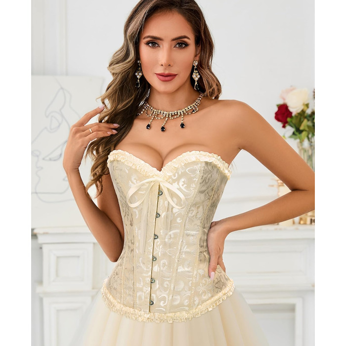 Жіночий корсет-бюстгальтер XZQTIVE з мереживом, з кісточками, готичний корсаж, бюстгальтер, топ XS, абрикосовий колір