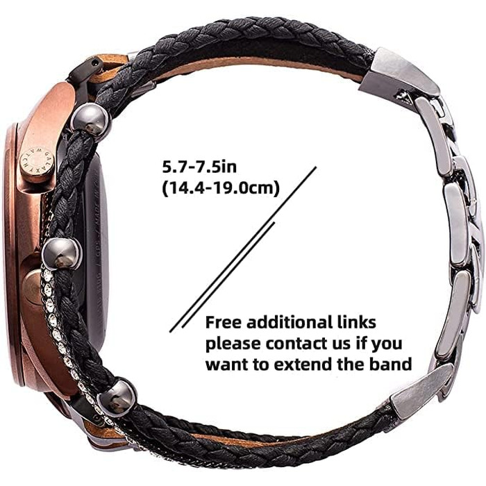 Шкіряний ремінець KONAFEI для Samsung Galaxy Watch 7/FE/6/5/4/3/Active 2, Classic (20 мм), Bead & Gold з металевою застібкою