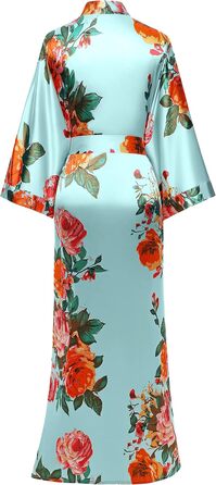Кимоно-халат BABEYOND великого розміру з квітковим принтом, сатин, блакитний