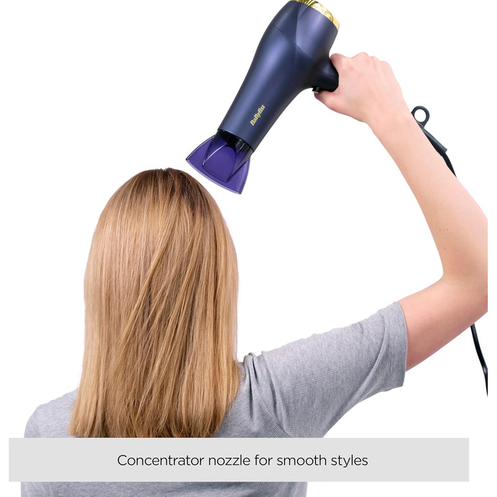 Професійний фен для волосся BaByliss Midnight Luxe 5781PE: потужність 2300 Вт, іонна технологія Anti-Frizz, 3 температурні та 2 швидкісні режими
