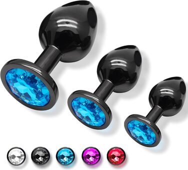 Набір анальних пробок 3 шт. з металу, темно-сірий/чорний ганметалл, великий, середній, малий. Підходить для початківців, жінок, чоловіків, пар. Іграшки для дорослих.