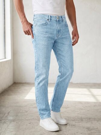 Чоловічі джинси Runcati Slim Fit з бавовни та стрейч, світло-блакитні, повсякденні та ділові штани (30W / 30L)