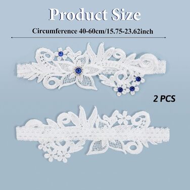 Елегантні мереживні стрічки для нареченої на весілля JiEYAO (2 шт.) з камінням, блакитні, аксесуари для весілля, подарунок для дружки нареченої