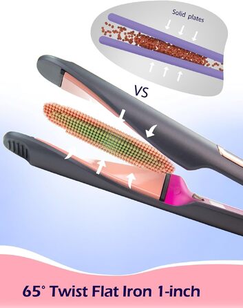 Випрямляч та плойка для волосся 2 в 1 ANGENIL Pro Twist, керамічний стайлер з LCD-дисплеєм та регулюванням температури (130°C-230°C), колір Iron Grey, HY-099