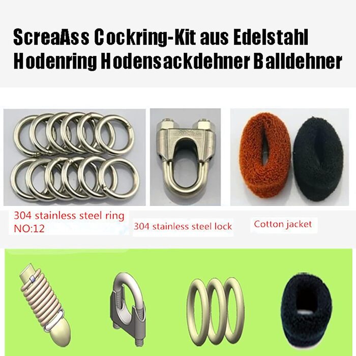 Сталевий кільце для яєчок 12X, кільце для пеніса, система бонджа для яєчок, розширювач яєчок, вага для яєчок, прес для яєчок, розширювач куль, CBT, сексуальні іграшки для чоловіків, комплект