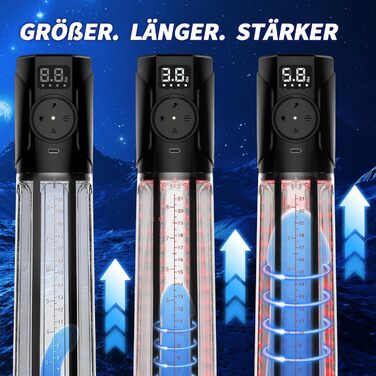 Електрична вакуумна помпа для збільшення пеніса з LED-червоною терапією, смарт-індикатором тиску, 3 рівні всмоктування та ручним режимом, вологостійка іграшка для чоловіків