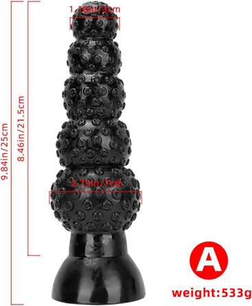 Анальний дилататор XXL з сильним присоском для вагінального та анального використання, стимуляція G-точки, чорний лакс, для жінок