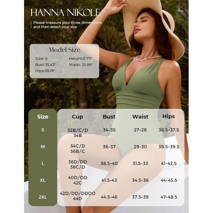 Купальник Hanna Nikole з ефектом схуднення, V-подібний виріз, зелений, розмір M
