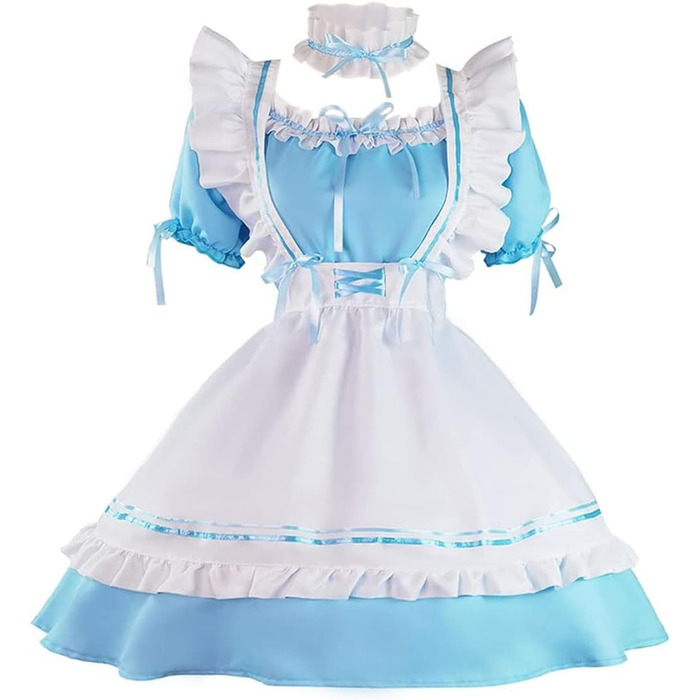 Костюм горничної в стилі аніме: костюм горничної, косплей, костюм на Хелловін, блакитний колір, розмір L