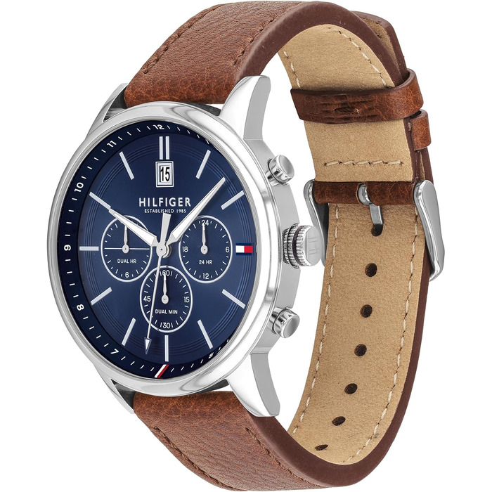 Чоловічий кварцовий годинник Tommy Hilfiger з багатофункціональним циферблатом, ремінець зі сталі або шкіри, коричневий