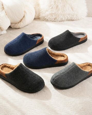 Чоловічі в'язані тапочки LongBay з ефектом пам'яті (Memory Foam), дихаючі домашні капці для будь-якої пори року, сині, розмір 44 EU
