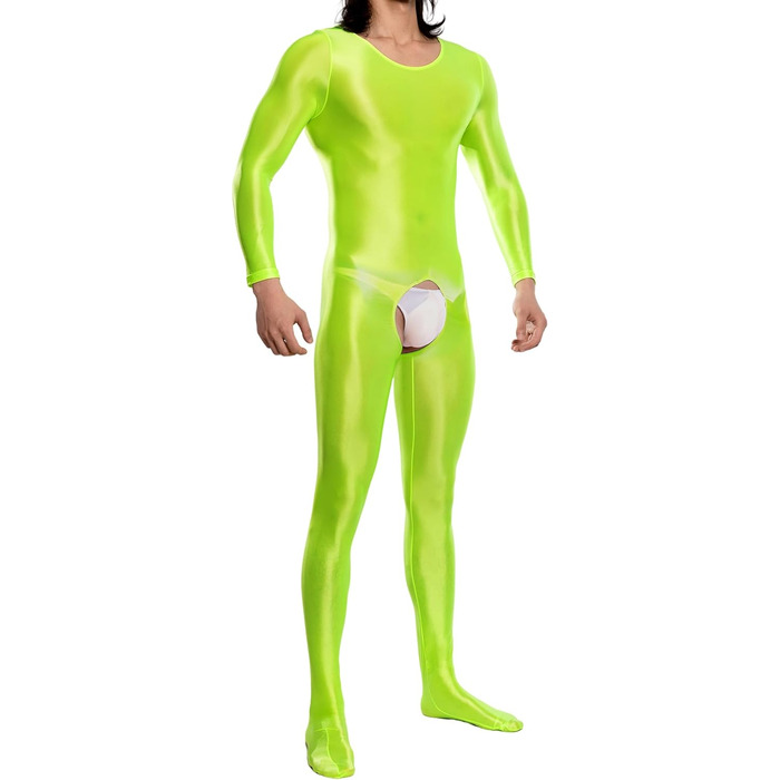 Комбінезон чоловічий AIEOE з відкриттям спереду, прозорий еластичний костюм, Strampler Overa Einteier, розмір S (зелений)