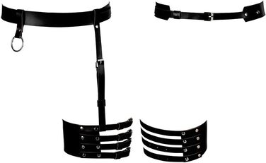 Жіночий шкіряний поясок для панчіх, корсет, боді-кейдж, чорний