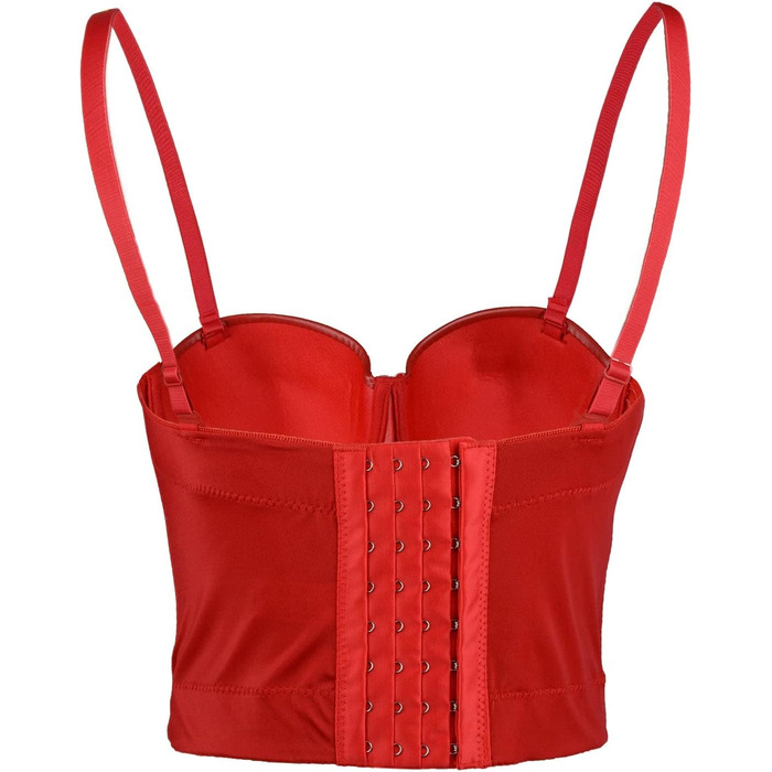 Топ-корсет ELLACCI PU Leder з Push Up для жінок, готичний стиль, чорний/червоний, XL