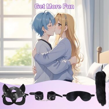 Набір для БДСМ з шкіри, 15 предметів: фетіш, зв'язування, еротика для дорослих. З руками, маскою та мотузкою (чорний)