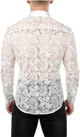 Чоловіча сорочка сітка Bollrllr, прозора, мереживна, для вечірок та клубів