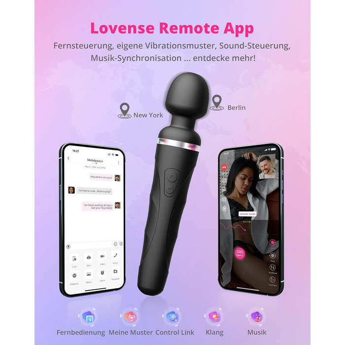 LOVENSE Domi 2: Bluetooth масажер для жінок та чоловіків з LED, пульт керування через додаток, секс-іграшка для пар, чорний