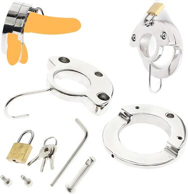 Сталевий кільцевий екстенсор для яєчок з замком та ключем. Кільце для яєчок, сталь, 50 мм. Іграшки для чоловіків, SM, Bondage