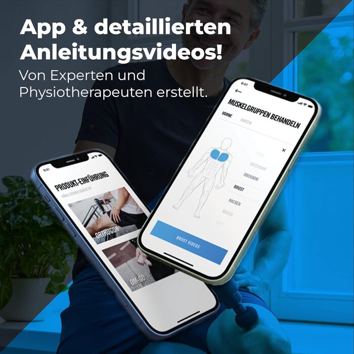 Перкусійний масажер OrthoMechanik 3.0 OrthoGun: професійна масажна пістолет з App, 7 насадками, потужністю 160 Вт та 5 рівнями інтенсивності для зняття болю та релаксації