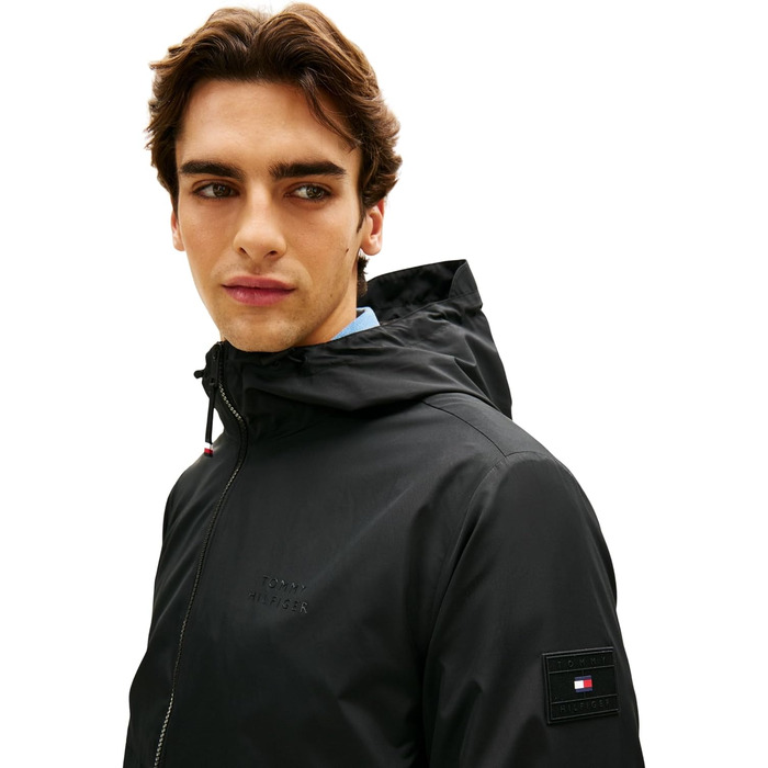Чоловіча вітрівка Tommy Hilfiger з капюшоном, спортивна куртка, чорна, розмір L