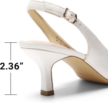 Жіночі туфлі-човники Dream Pairs Slingback на підборах, білі, екошкіра (PU), розмір 39 EU