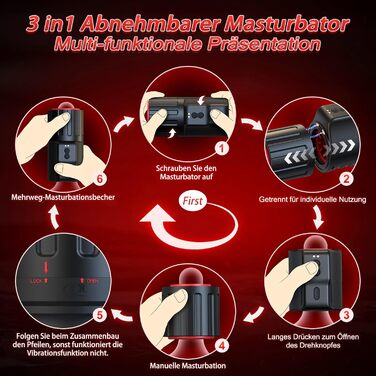Електричний мастурбатор для чоловіків - сексуальна іграшка з 10 вібраціями та ротацією, для соло та парного сексу, мастурбатор для пеніса, blowjob