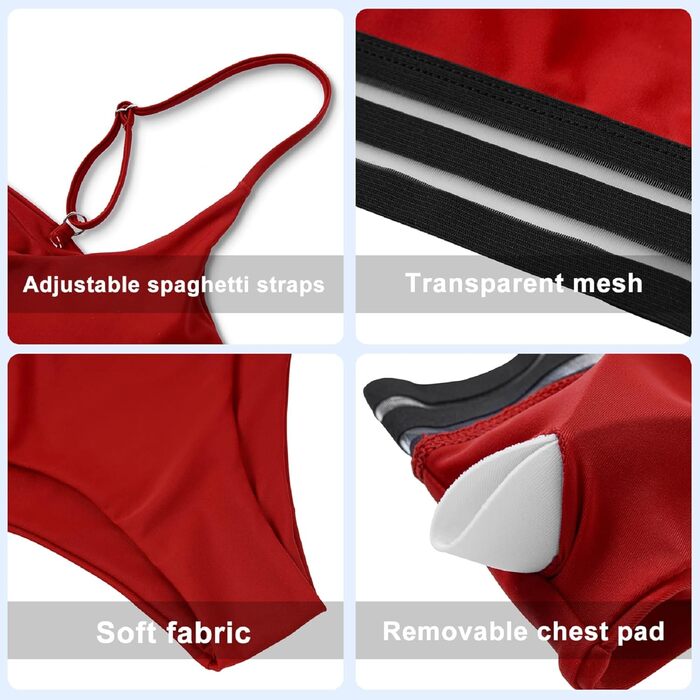 Бікіні Daen Set - двочастинний купальник пуш-ап з високою талією, спортивний, червоний (L)