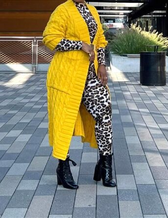 Жіночий піжамний комплект 3 шт.: теплий піжамний костюм з капюшоном, Sherpa, нічна сорочка, шорти на пупок (XL, кардиган, жовтий)