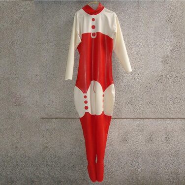 Костюм-комбінезон з прозорого матеріалу та червоної шкіри, з блискавкою спереду, облягаючий, фетиш, клубний, для дорослих, XXL