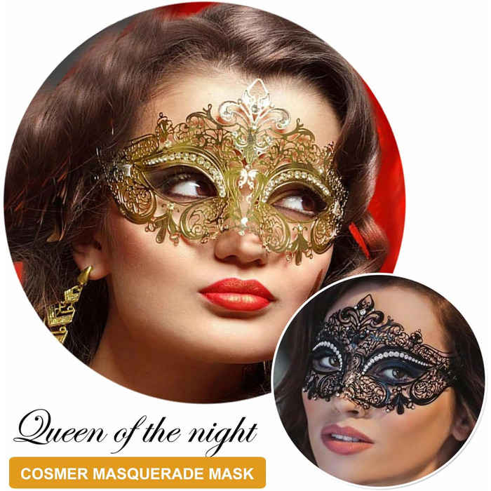 Маскарадні маски для жінок та чоловіків, пара, венеціанська маска, римсько-грецька маска для Хелловіну, костюм, вечірка, бал (набір Золота Сова)