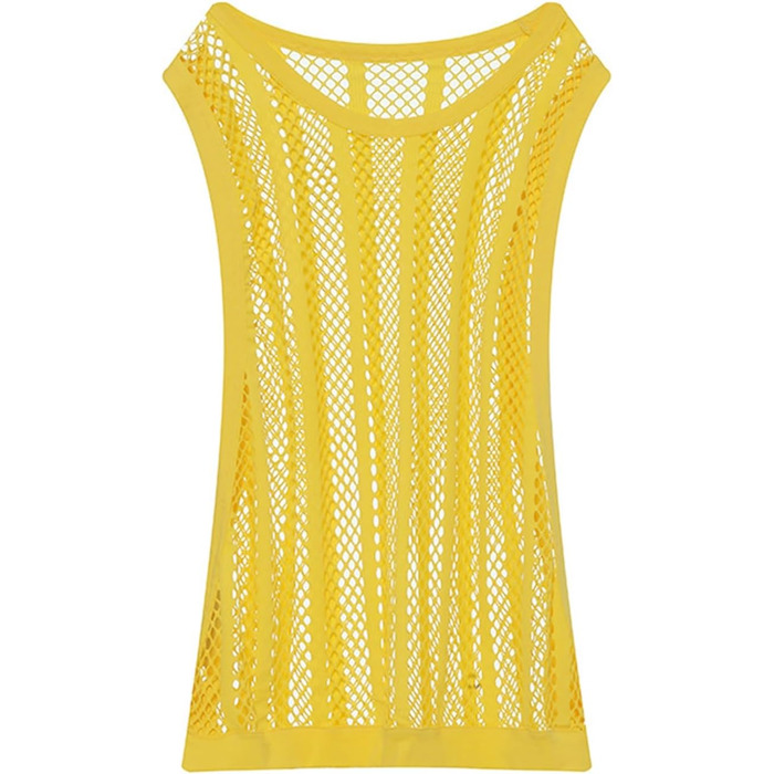 Чоловіча майка з сіткою, без рукавів, з принтом 'риба', прозора, біла (XL, жовта)