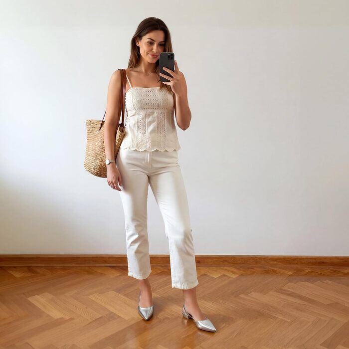 Жіночі сріблясті туфлі-балетки Dream Pairs з відкритим задником (Slingback), розмір 40 EU