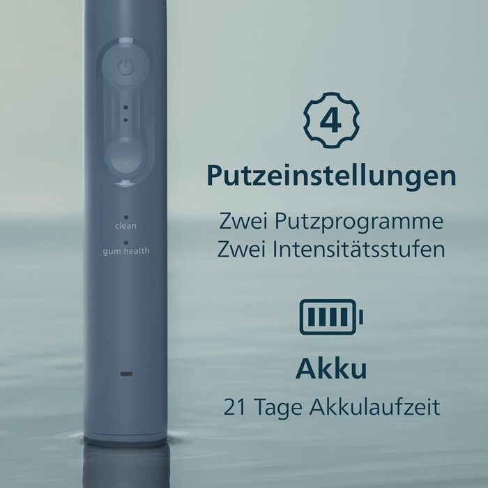 Електрична сонічна зубна щітка Philips Sonicare 4100 (HX3683/33) темно-синя, з 4 насадками W2 Optimal White, дорожнім кейсом та USB-зарядним пристроєм