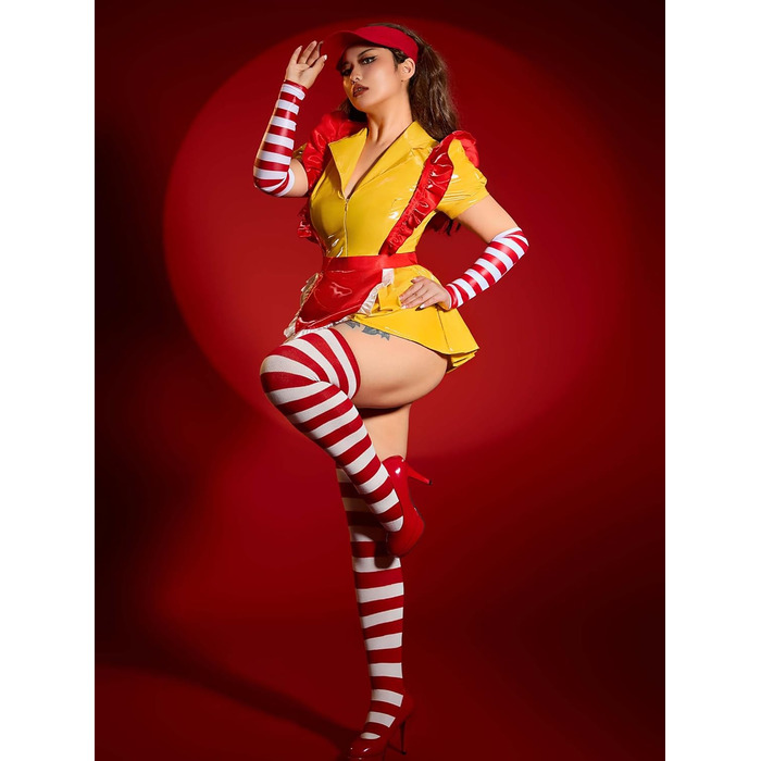 Костюм покоївки Mobbunny для жінок, сексуальна білизна, комплект форми покоївки, набір для Хелловіну, жовта сукня зі спідницею та капелюшком