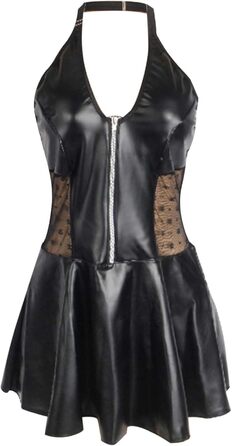 Жіноче шкіряне плаття з PU-шкіри, ефект мокрого блиску, шкіряна білизна, плаття з ефектом мокрого блиску, білизна для пишних жінок, сексуальна білизна для клубів, сексуальне плаття великих розмірів, глибокий V-подібний виріз, елегантне для пишних, S-2XL, 