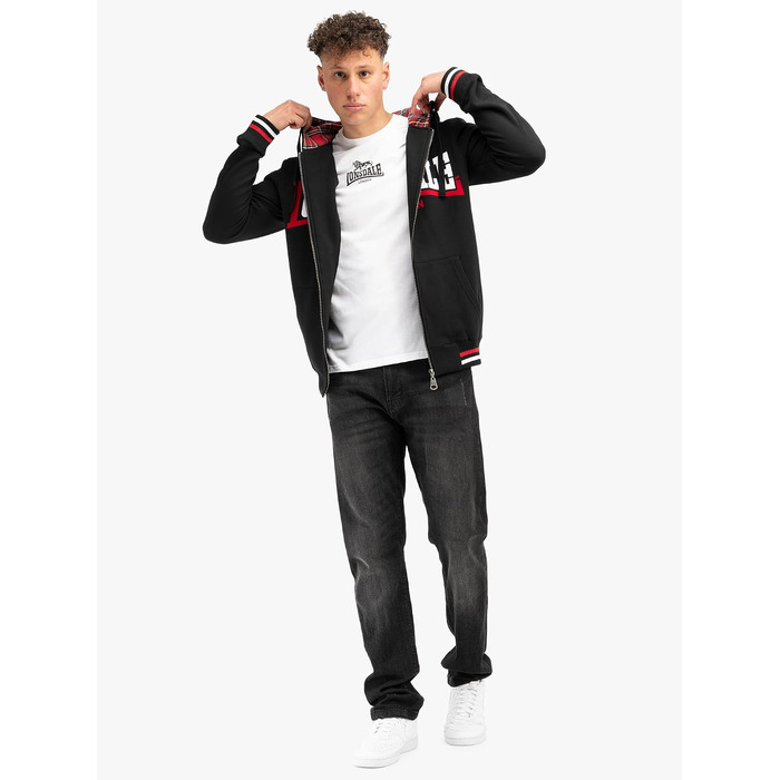 Чоловіча худі-куртка Lonsdale London Nateby чорна, стиль streetwear, розмір 3XL