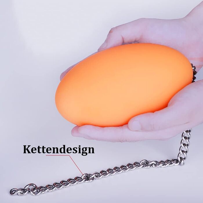 Анальний плаг Guspiun силіконовий, яйцеподібний, з металевим ланцюгом, 6.5 см, S (Помаранчевий)