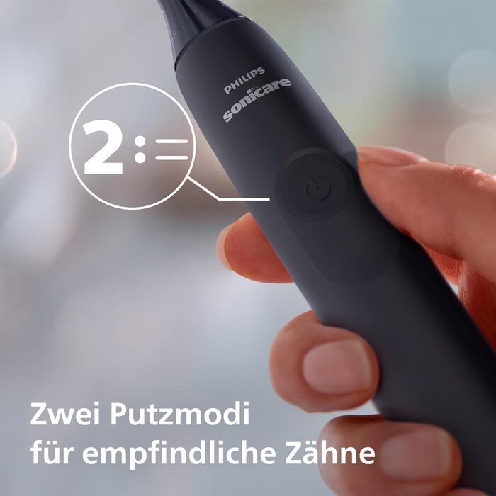 Електрична сонічна зубна щітка Philips Sonicare 4100 HX3683/33 для дорослих, чорна, з насадкою Optimal White, дорожнім футляром та USB-зарядним пристроєм