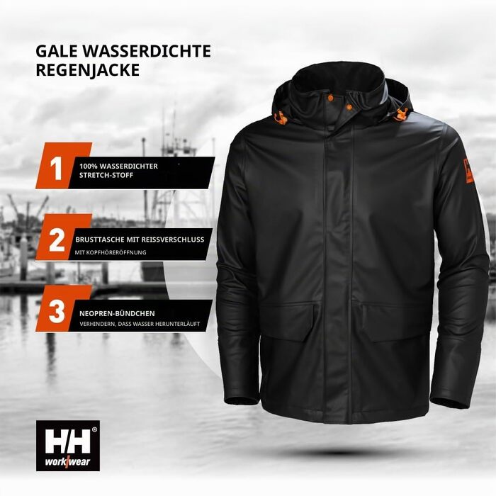 Чоловіча водонепроникна куртка Gale Rain Jacket, чорна, розмір XL