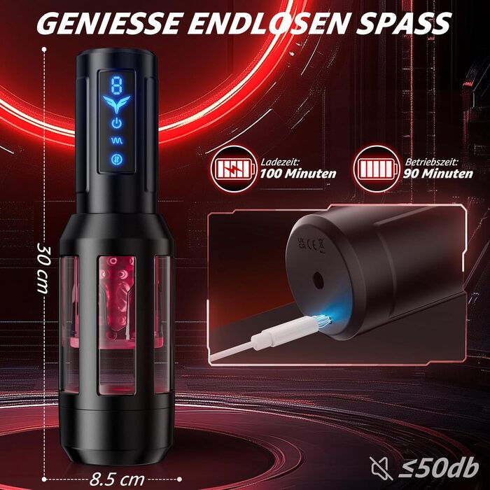 Електричний мастурбатор 4-в-1 для чоловіків з 9 режимами вібрації та телескопічною функцією, іграшка для сексу з імітацією ротової порожнини