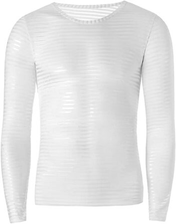 Чоловіча футболка з довгим рукавом, прозора, в смужку, білий колір