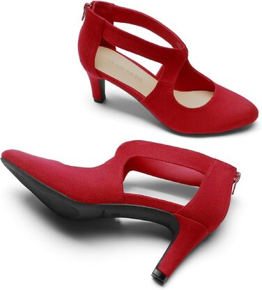 Жіночі закриті туфлі-човники DREAM PAIRS на низьких підборах (кітен-хілс), червоні, розмір 38 EU