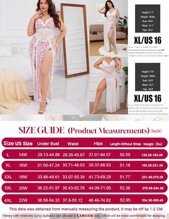 Babydoll для жінок Alrovetoney: мереживна піжама-сорочка з розрізами, біле серце, XL