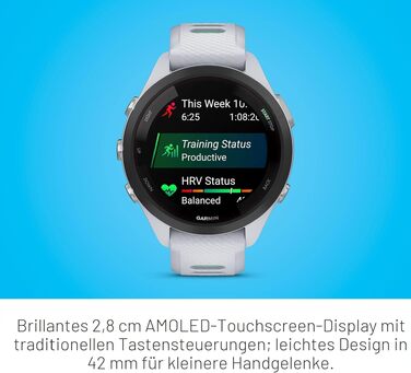 Спортивний смарт-годинник Garmin Forerunner 265S AMOLED, 42 мм, Whitestone/Neo Tropic — для бігу та тренувань
