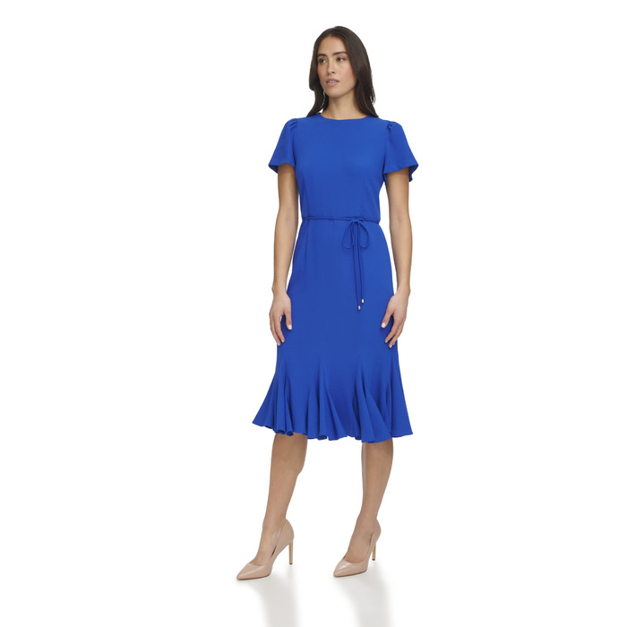 Сукня міді Tommy Hilfiger з плісе, поясом та рукавами 3/4, Majorelle Blue, розмір 42
