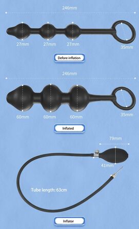Анальний дилататор з силікону 3 шт. набір, надувний, для анального сексу, масажер, для пар, експандер