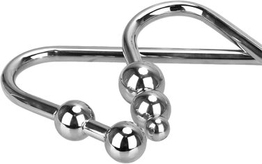 Анальний плуг з нержавіючої сталі з гачком та перлами для вагінального масажу простати, анальний плуг для жінок та чоловіків. Іграшки для дорослих, 3 кульки